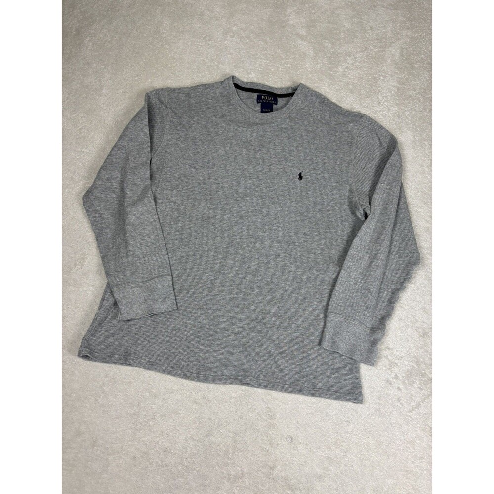 Polo Ralph Lauren Men’s XL Gray Waffle Knit Thermal Long Sleeve Shirt Pony Logo
